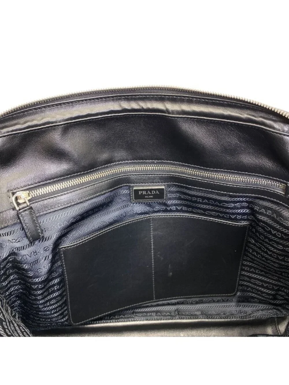 Prada Business Briefcase Handbag Logo Saffiano Leather Black Red Document
